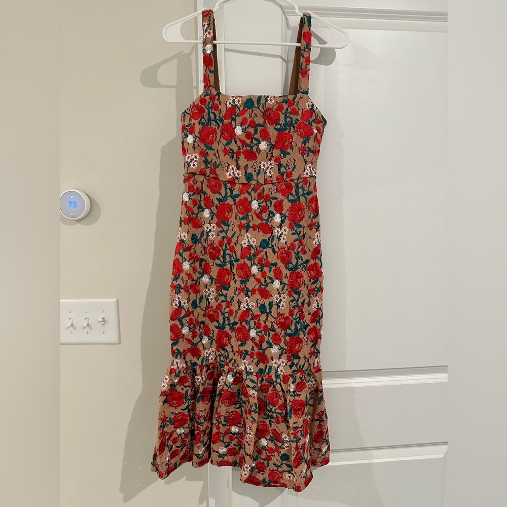 Lovers & Friends Floral Embroidery Midi Dress
